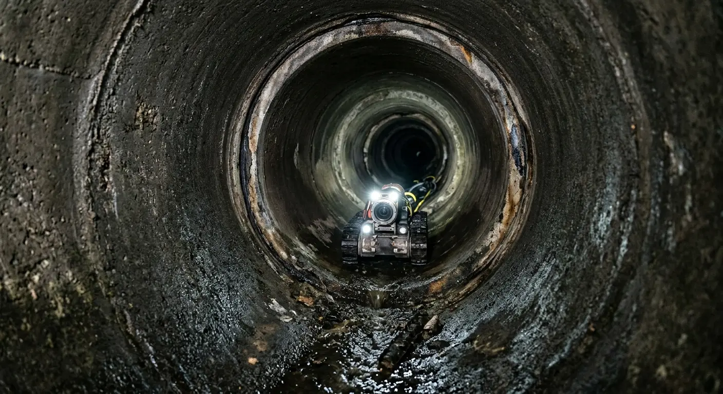 Robotic sewer camera inspecting pipe interior for Sewer Line Repair in Darlington
